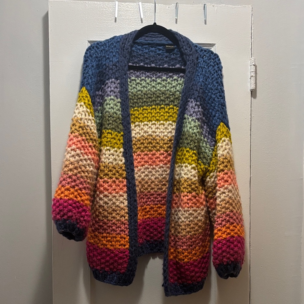 SAACHI Colorful Striped Knit Cardigan